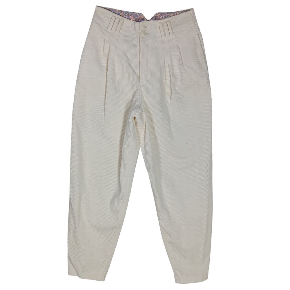 Vintage Diversity Sport Petite Corduroy Pants Size XS Off White Pleated Pockets